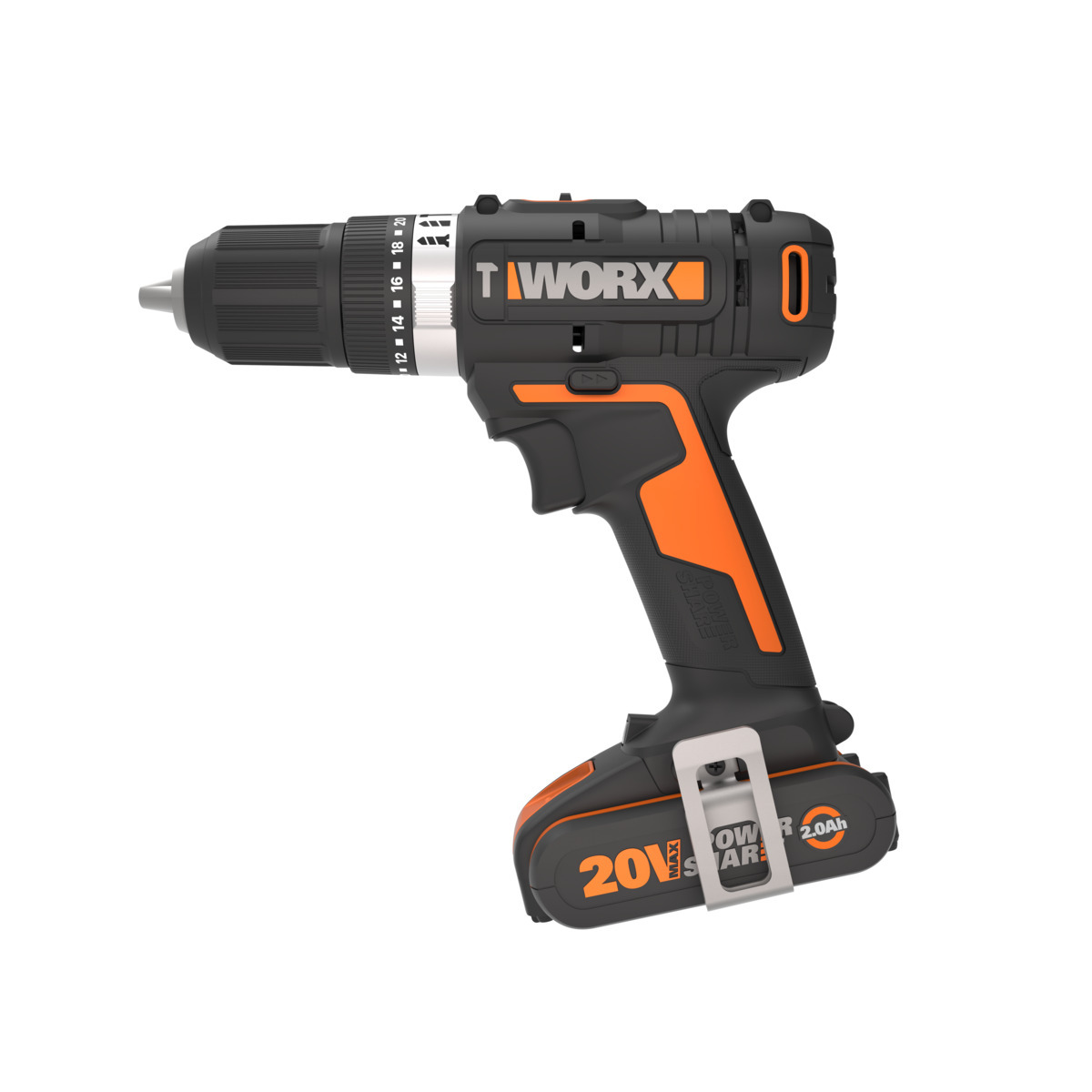 Дрель-шуруповерт ударная аккумуляторная WORX WX370, 50Нм, 20В, 2Ач x2, ЗУ 2А, кейс