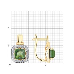 725835 -Серьги из золота с зелеными ситаллами и фианитами