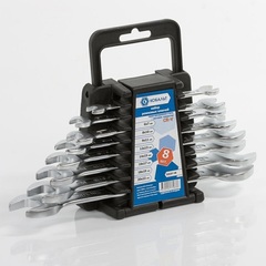 Набор ключей рожковых КОБАЛЬТ 6x7,8x10,9x11,12x13,14x15,16x17,18x19,20x22 мм (8 шт.) держатель (Арт. 020201-08)