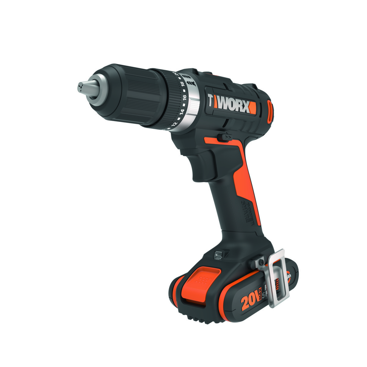 Дрель-шуруповерт ударная аккумуляторная WORX WX370, 50Нм, 20В, 2Ач x2, ЗУ 2А, кейс