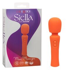 Оранжевый вибромассажер Stella Liquid Silicone Mini Massager - 14,5 см. - 