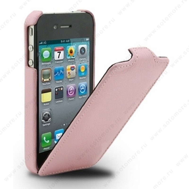 Чехол-флип Melkco для iPhone 4s/ 4 Leather Case Jacka Type (Pink LC)