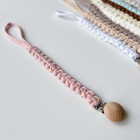 Держатель пустышки Текстильный "Пудра"