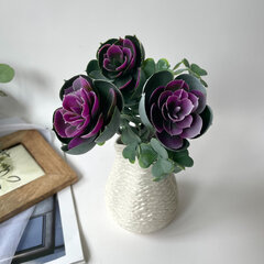 Каменная роза, суккулент, искусственная зелень, фиолетово-сиреневый микс, букет 20 см., набор 2 букета микс.