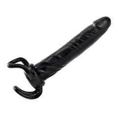 Чёрная насадка-фаллос для двойного проникновения INFLATABLE DILDO SLIM DONG  - 13,5 см. - 