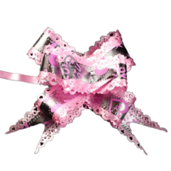 Бант декорированный ширина 3 см, диаметр 12-14 см  розовый 1 шт