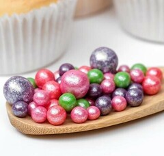 Шарики кранч зелен, красный, малин, сирен. 100 гр.