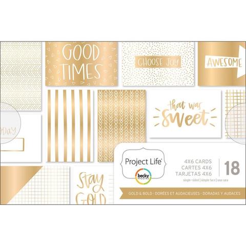 Набор карточек 10х15см - Project Life Themed Cards -Gold & Bold-18шт