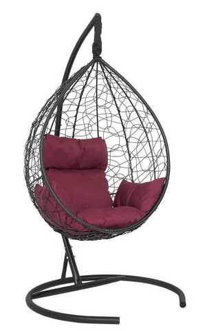 Подвесное кресло-кокон SEVILLA черное, бордовая подушка (Laura Outdoor)