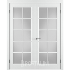 Купить Двустворчатая дверь эмаль VFD Glanta Polar белая остеклённая