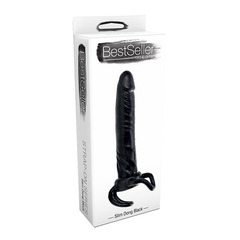 Чёрная насадка-фаллос для двойного проникновения INFLATABLE DILDO SLIM DONG  - 13,5 см. - 