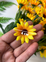 Подсолнухи декоративные мини, искусственные цветы, 22 цветка, букет 33 см, набор 3 букета.