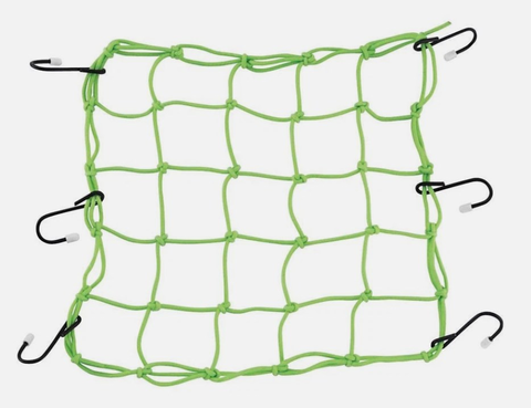 Сетка багажная BikeMaster 35x35 зеленая  (металл. крючки)