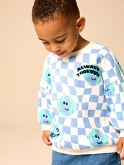 Толстовка для мальчика Next E60-821, Молочный, Голубой