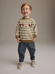 Толстовка и брюки карго в комплекте для мальчика Next B17-571, Хаки, Белый, Синий