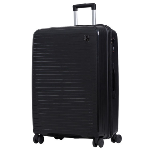 Чемодан полипропилен Черный ЛЮКС (L) 75х50х31 см без расширения/4кг/100 л