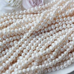 Жемчуг натуральный речной, круглый, 7-8 мм, 1 нить, Ж012