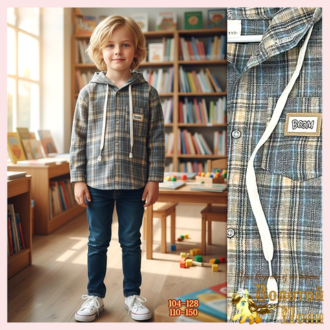 Рубашка с капюшоном м (4-8) 251204-W2033