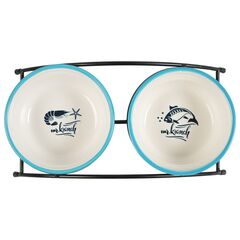 Mr.Kranch миска на подставке для собак и кошек двойные голубые 2x290 мл