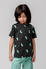 фуфайка  для мальчика  КР 301984/черное дерево,зеленые динозавры