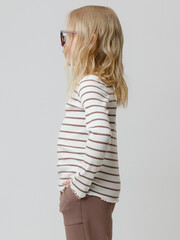 лонгслив  для девочки  КР 302820/сахар,капучино,полоска к631
