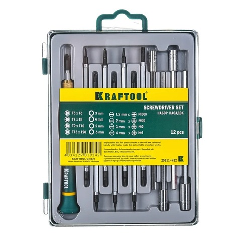 KRAFTOOL Precision-20, 12 предм., отвертка для точных работ (25611-H12)