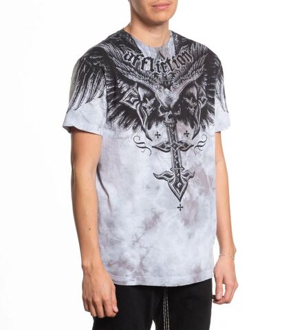 Affliction | Футболка мужская Death Eyes Tee LT.GREY CRYSTAL WASH A28913 справа