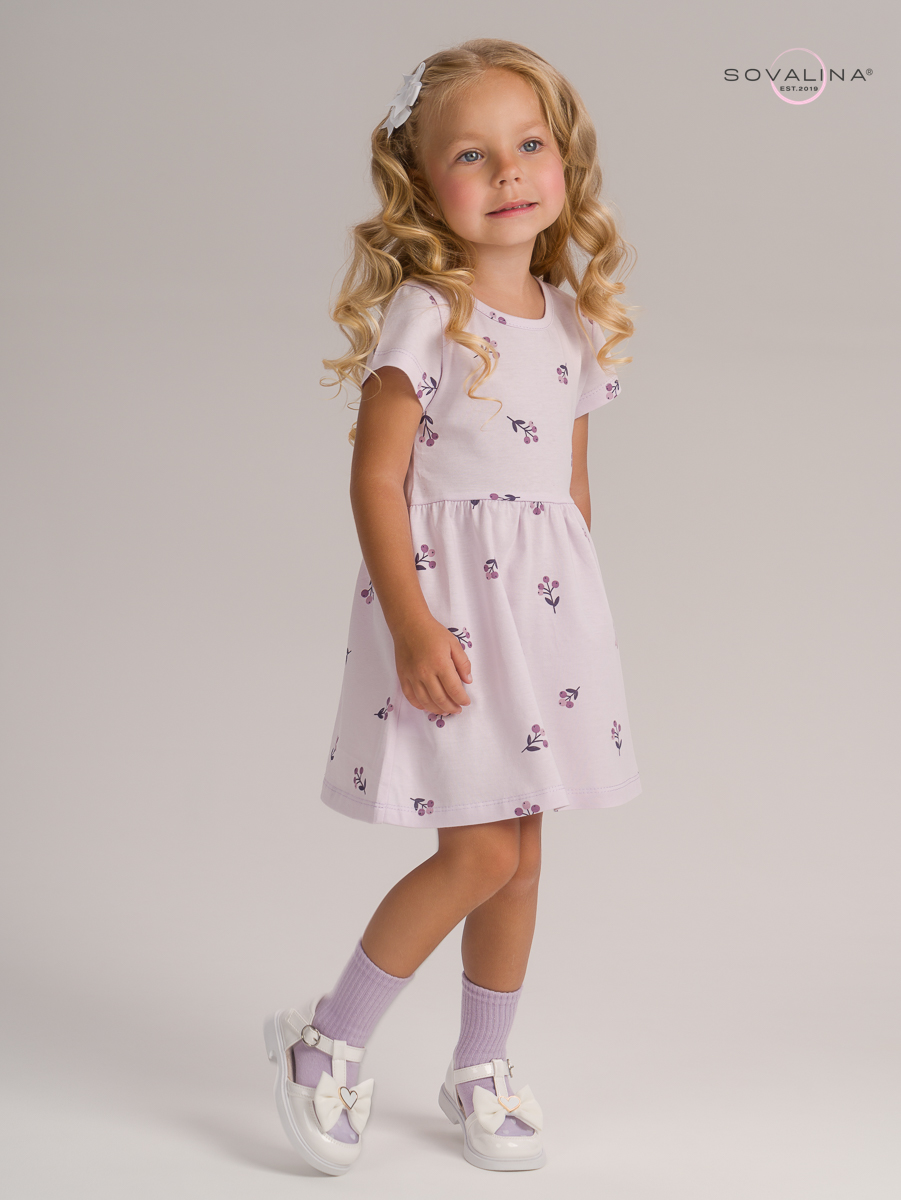 Платье Лето брусника сиреневая