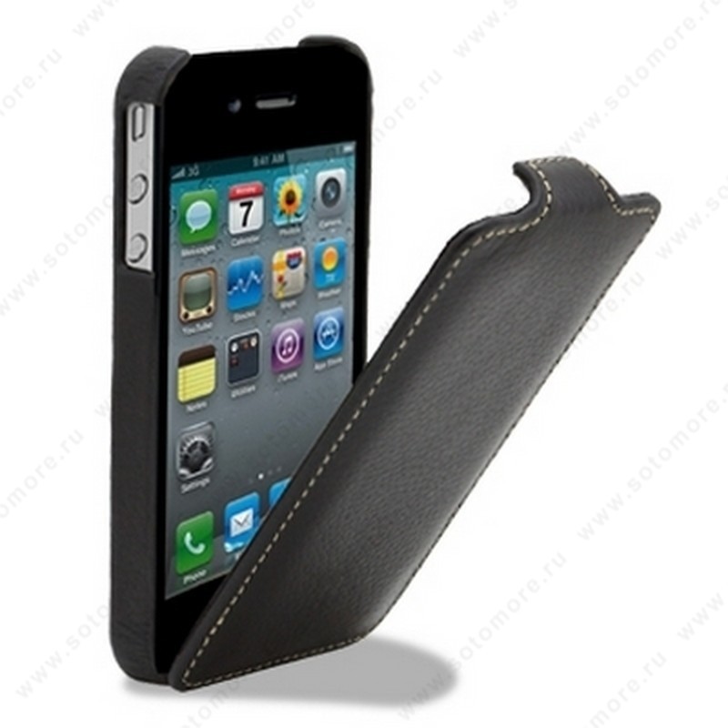 Чехол-флип Melkco для iPhone 4s/ 4 Leather Case Jacka Type (Black LC)