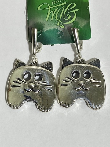 Котейка (серьги из серебра)