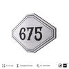 Номерок на дверь квартиры 675, для кабинета, офиса, шильдик 9 х 7 см, серебристый, Айдентика Технолоджи