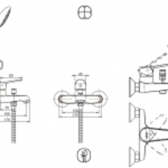 СМЕСИТЕЛЬ ДЛЯ ВАННЫ С КОРОТКИМ ИЗЛИВОМ И АКСЕССУАРАМИ BRAVAT ECO F6111147C-B