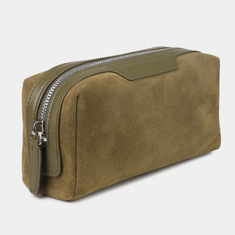 Несессер Tube из замши и кожи теленка, зеленого цвета