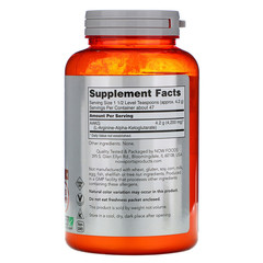Now Foods, добавка для поддержки физической активности, чистый порошок аргинин альфа-кетоглутарата (ААКГ), 198 г (7 унций)