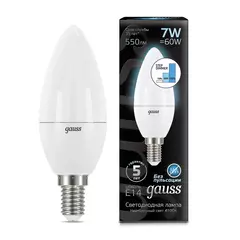 Лампа Gauss LED Candle 7W E14 550lm 4100K шаг. диммирование 103101207-S