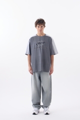 Футболка мужская Oversize с пич эффектом "Retro Sport" Серый