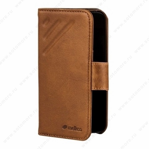 Чехол-книжка Melkco для iPhone 5sE/ 5s/ 5C/ 5 Leather Case Wallet Book Type Craft LE Prime (Brown Wax Leather)