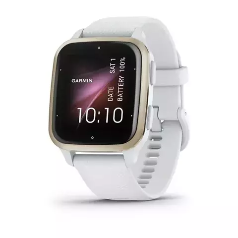 Garmin Venu Sq 2 - Cream Gold Aluminum Bezel with White Case and Silicone Band