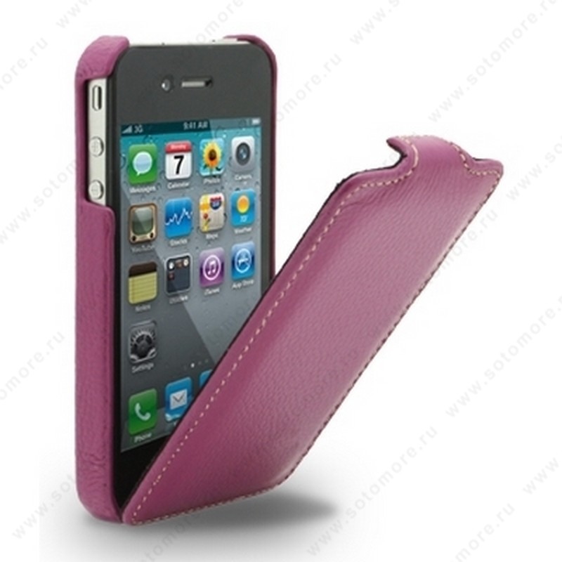 Чехол-флип Melkco для iPhone 4s/ 4 Leather Case Jacka Type (Purple LC)