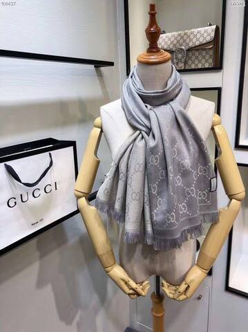 ШАРФ Gucci жаккардовый GG серый
