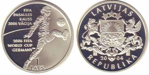1 лат Чемпионат мира по футболу Германия 2006 г. Латвия 2004 г. Proof