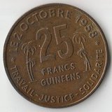 1959 SR1838 Гвинея 25 франков