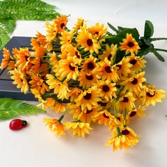 Подсолнухи декоративные мини, искусственные цветы, 22 цветка, букет 33 см, набор 3 букета.