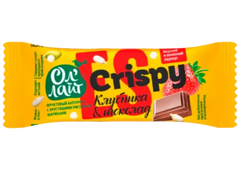 Фруктово Батончик Crispy с Клубникой и Шоколадом ОлЛайт 30гр