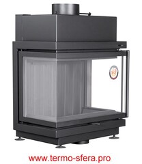 Каминная топка АЛЬФА 700 три стекла черный шамот подовая