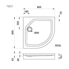 Поддон душевой 80х80 низкий акриловый