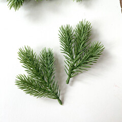 Еловая ветка искусственная, реалистичная, цвет зеленый светлый, 37-39 лапок, декор зимний, рождественский, ветка 41 см, набор 3 ветки.