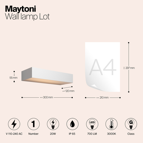 Уличный настенный светодиодный светильник Maytoni Lot O428WL-L20W3K