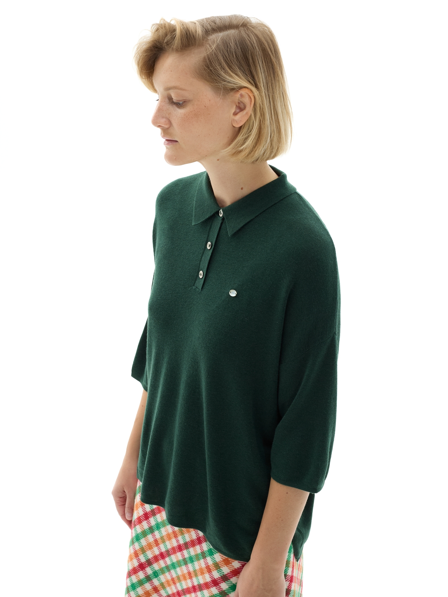 Зеленая трикотажная футболка-поло