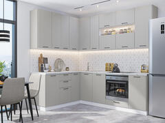 Угловая модульная кухня Флэт-02 Light Grey In 2S - Белый 2340*1700/2400*600
